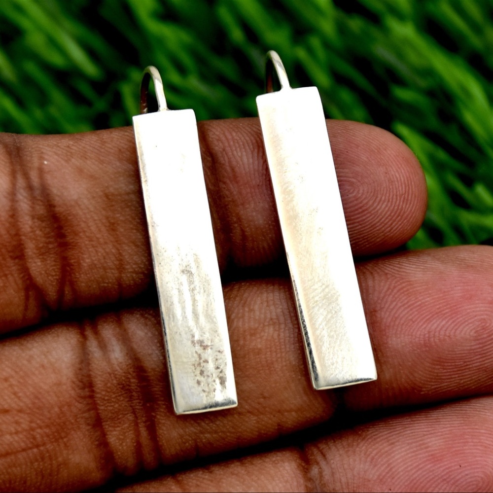 Elegant Silver Rectangular Earrings - image 1